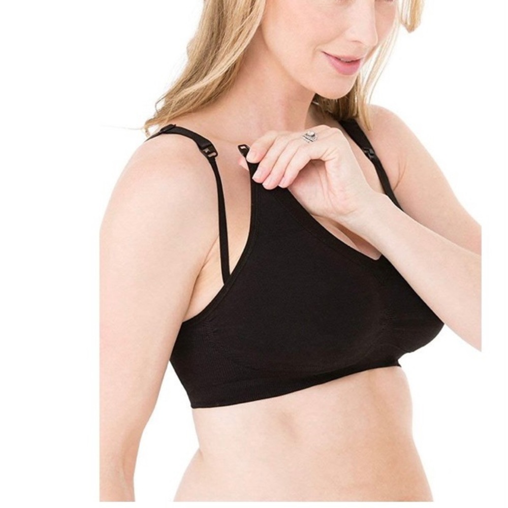 INGRID & ISABEL BLACK SEAMLESS DROP CUPS NURSING BRA SIZE SMALL